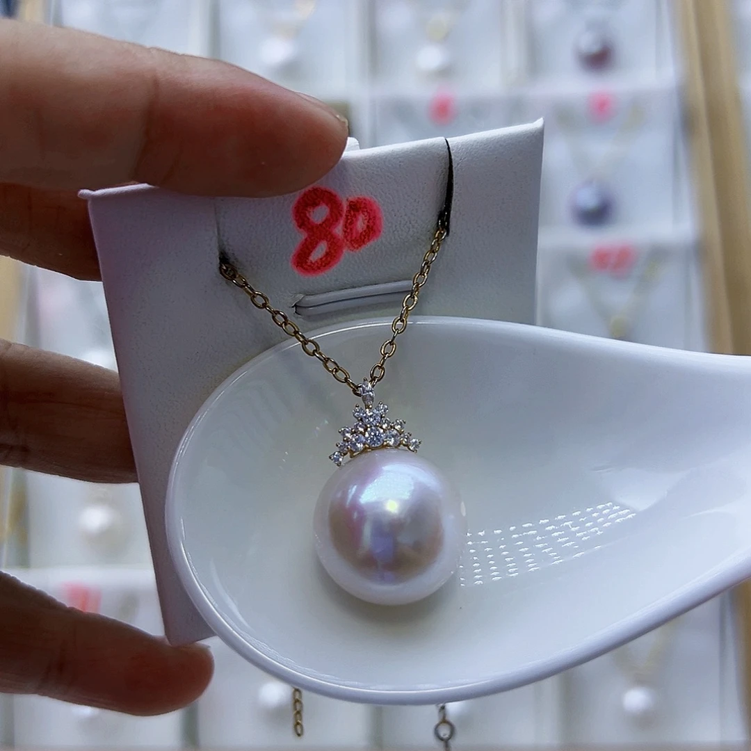 吊坠(不含链)18K金镶嵌淡水珍珠17mm