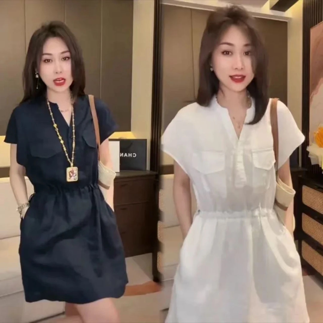 静奢风短裙夏季显瘦衣裙系带女装韩版减龄收腰设计感气质休闲洋气