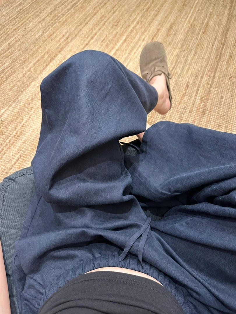 藏青色阔腿裤女2025夏季薄款高腰显瘦垂感直筒裤宽松慵懒风休闲裤