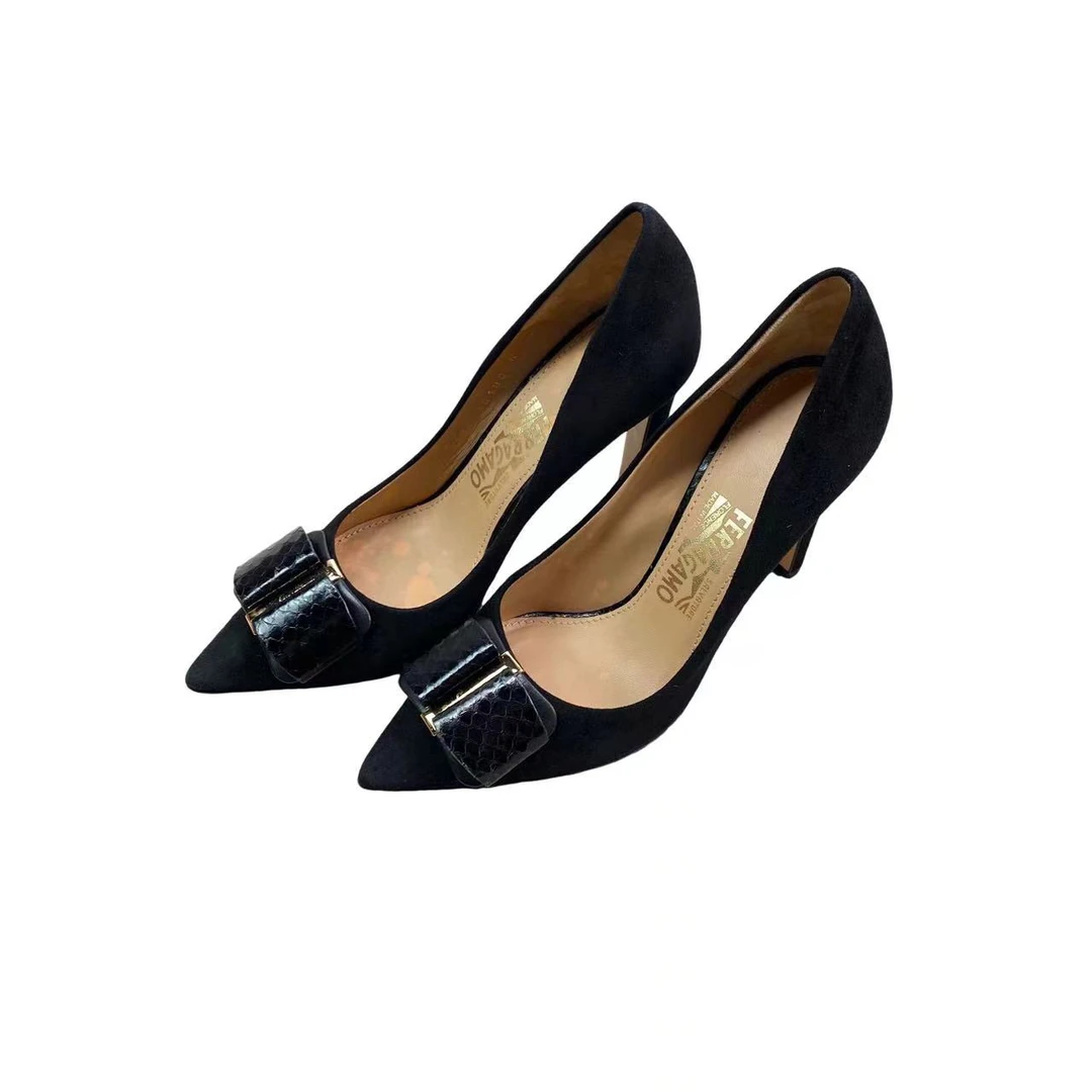 95新 FERRAGAMO/菲拉格慕  PP一七八 蝴蝶结高跟鞋 6码95新 原盒