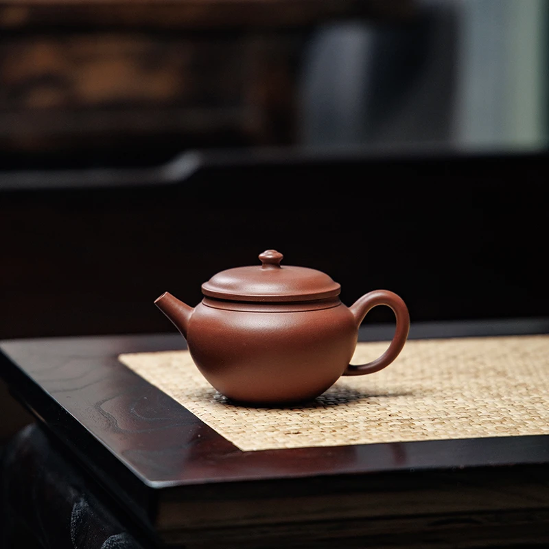 宜兴原矿半手工紫砂壶 高端茶器 中品徐皓 圆鼓 红紫泥Aj3707