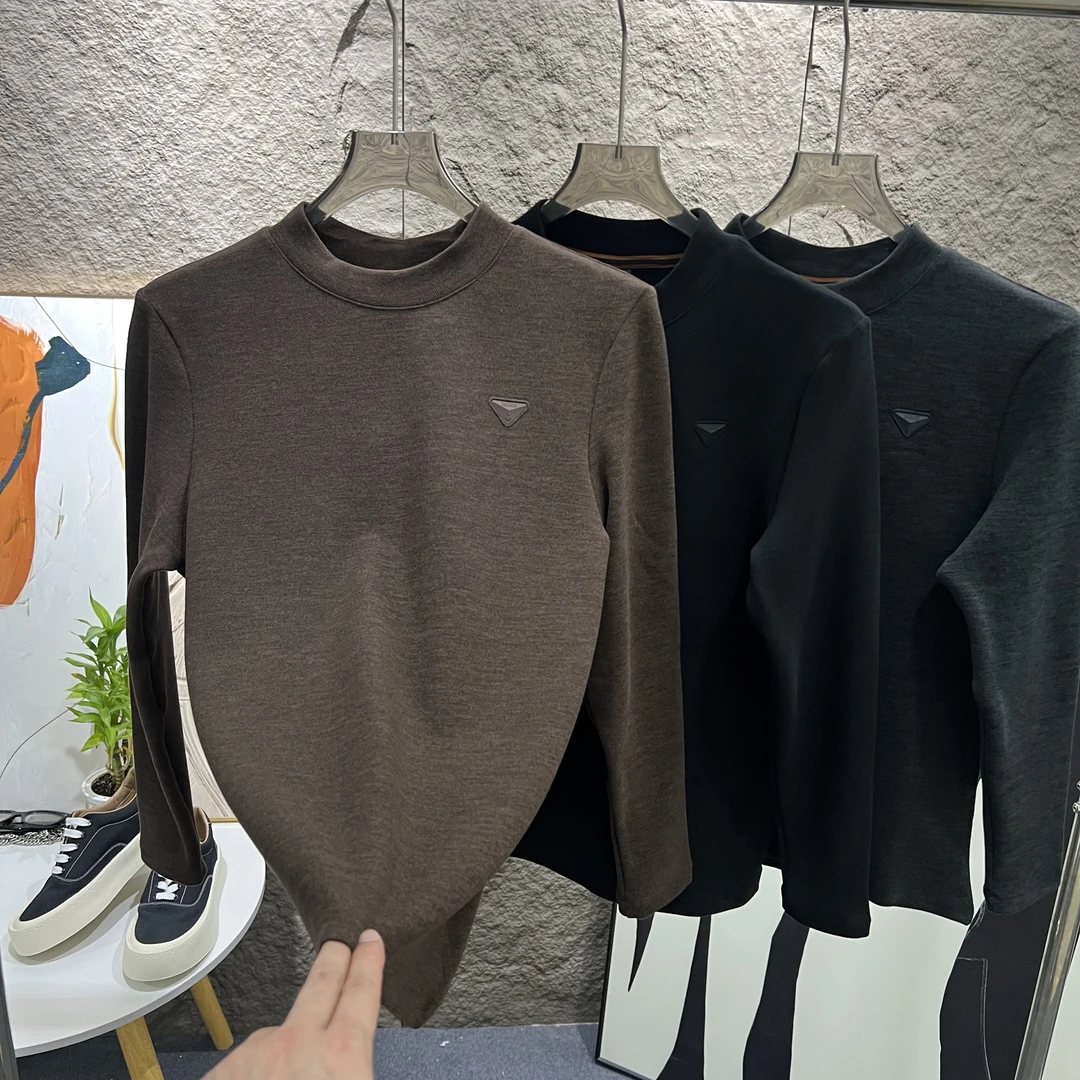 2025秋冬新款加绒长袖T恤纯色半高领百搭显瘦加厚打底衫男士上衣