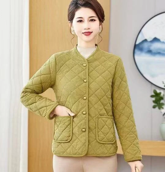 中老年加绒棉服冬季保暖宽松休闲外套妈妈棉衣