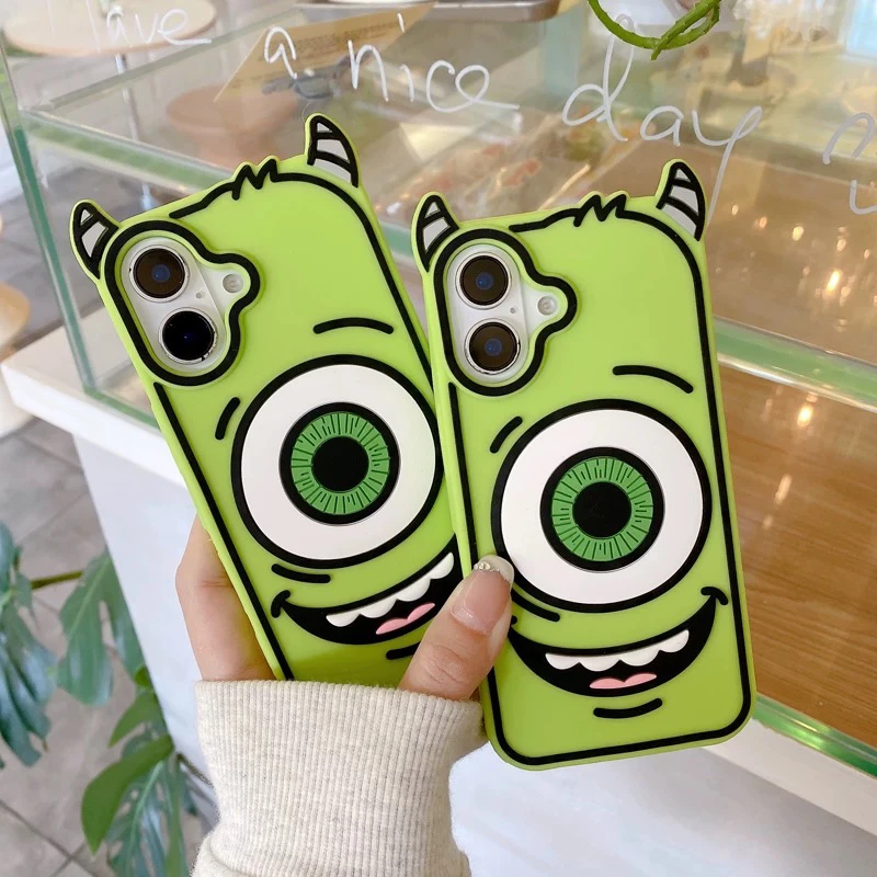 苹果｜软萌小怪兽大眼仔卡通适用iPhone16可爱创意情侣硅胶手机壳