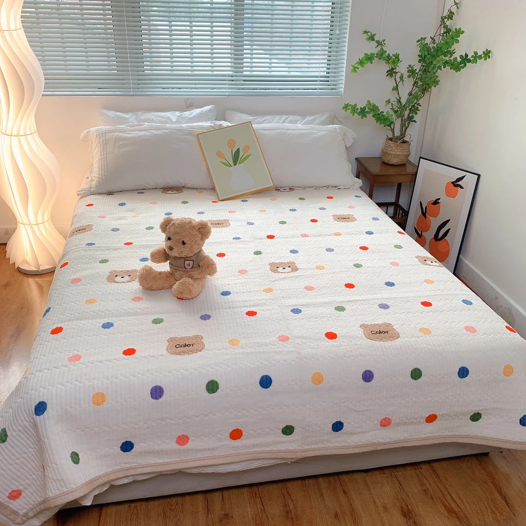 【波点熊】牛奶绒加厚床盖一条2×2.3速热保暖防滑触身即热