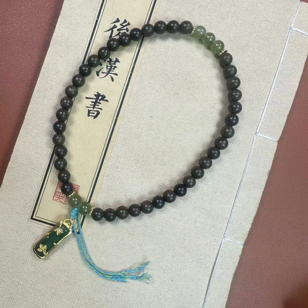 F-739绿檀玛瑙无事牌手串（不带礼盒）