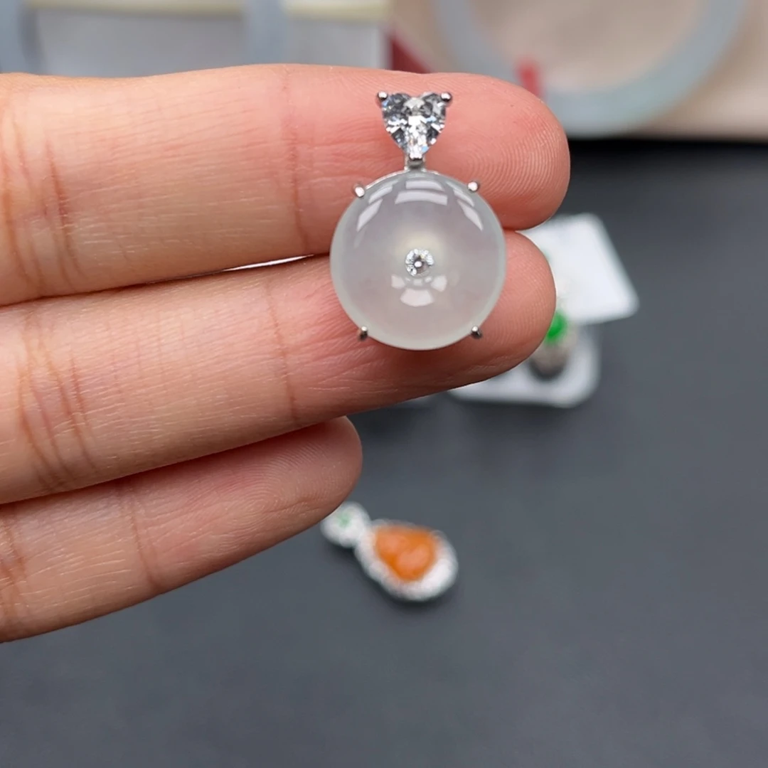 翡翠银S925镶嵌吊坠(不含链)