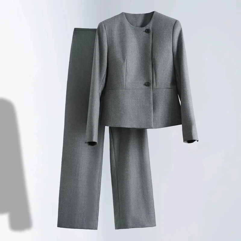 2025新 正装女职场套装西服职业套装灰色西装外套裤子套装 LTA049