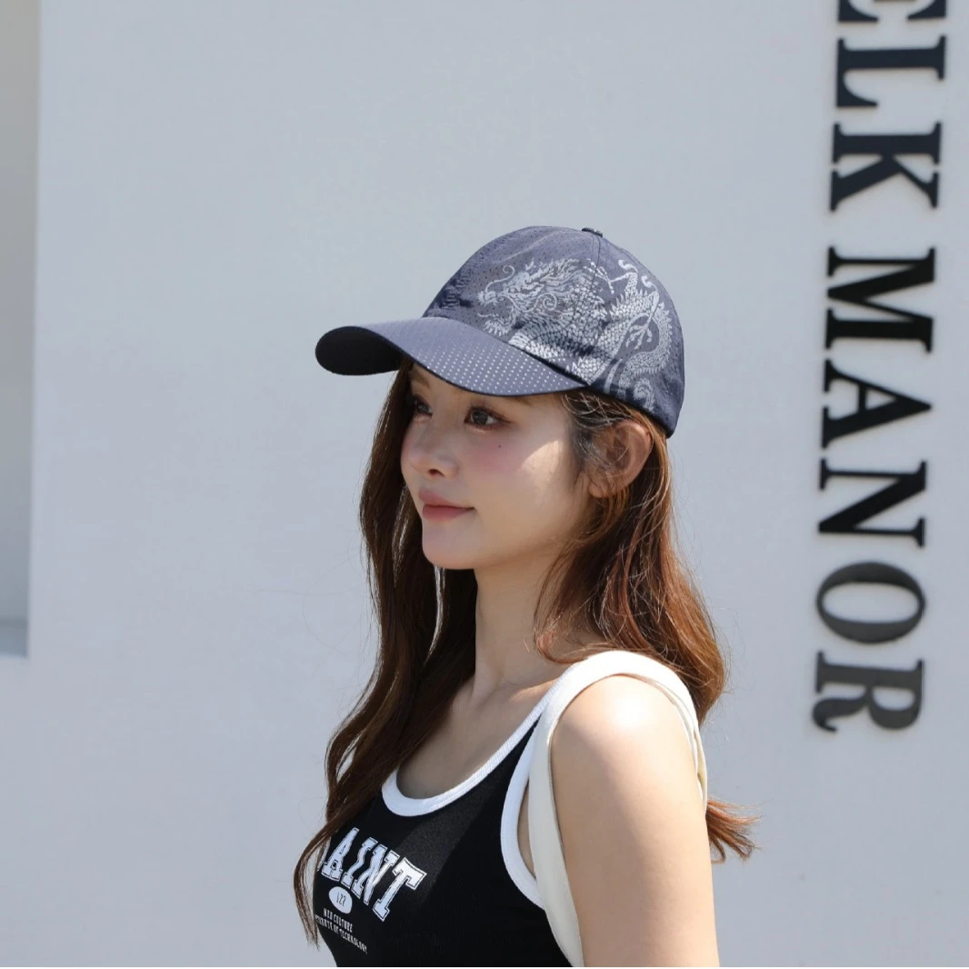 2025帽子中国风印龙棒球帽户外速干网眼遮阳防晒帽鸭舌帽男女均可