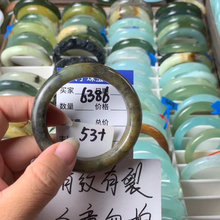 未镶嵌蛇纹石玉手镯6386