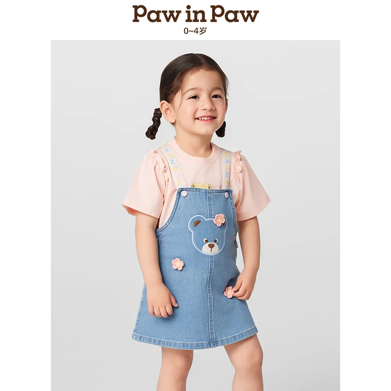 【商场同款】卡通小熊童装25年春夏新款女宝宝牛仔背带裙PCTVF2482M