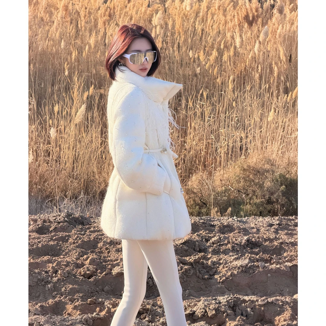 【大晶定制】冬季新款气质白色时尚加厚短款外套羽绒服