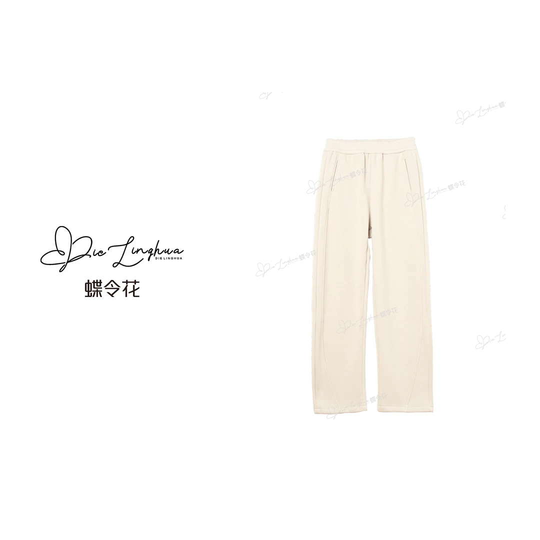 蝶令花秋冬新品加绒时尚简约休闲柔软保暖宽松百搭女裤520388