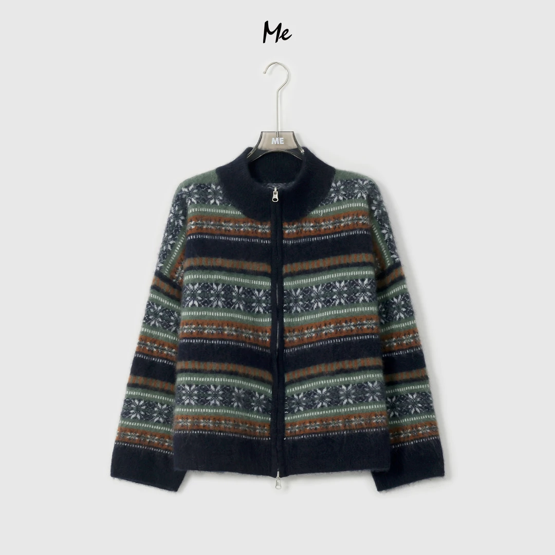 ME【100%绵羊毛图腾系列冰岛之花】北纬43°绵羊毛拉毛毛衣MESA3684