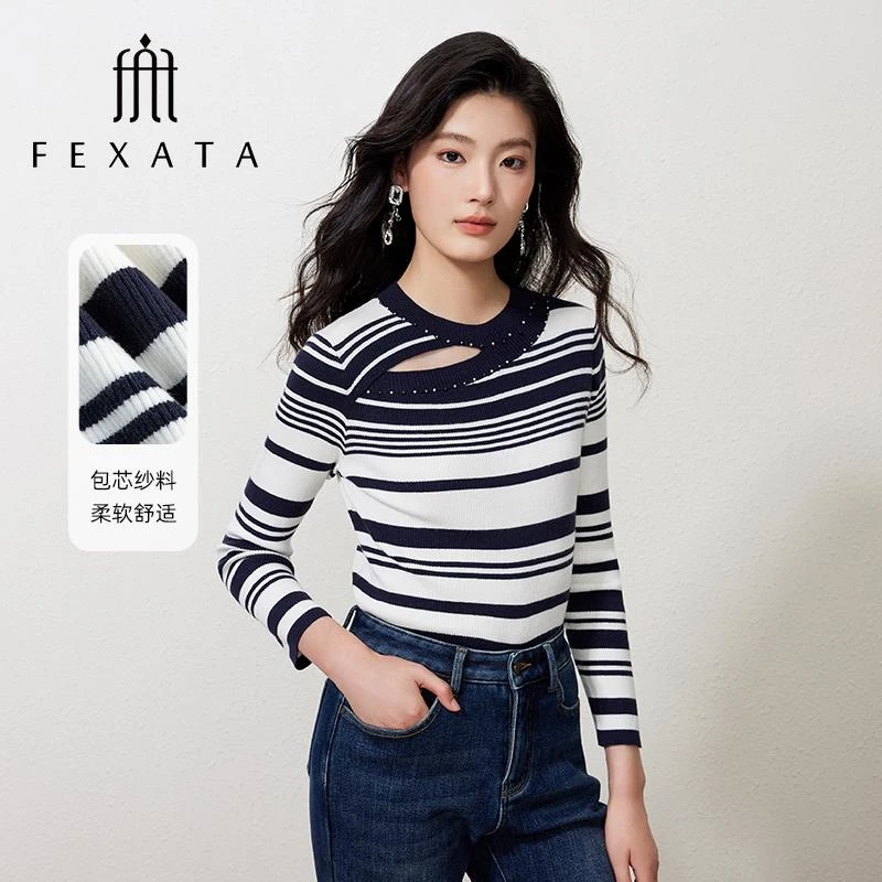 【诗语专属】FEXATA斐格思撞色条纹毛针织衫