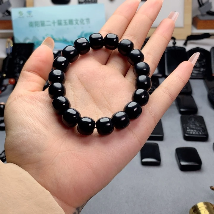 和田玉（墨玉）未镶嵌手串特价12mm