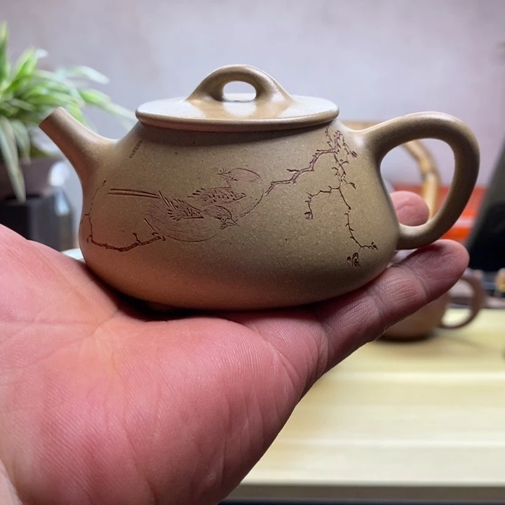 【闪购商品】茶壶紫砂風***7原矿本山绿泥平盖石瓢，全手工拍打成型