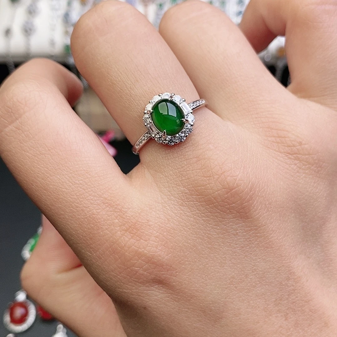 翡翠银S925镶嵌戒指