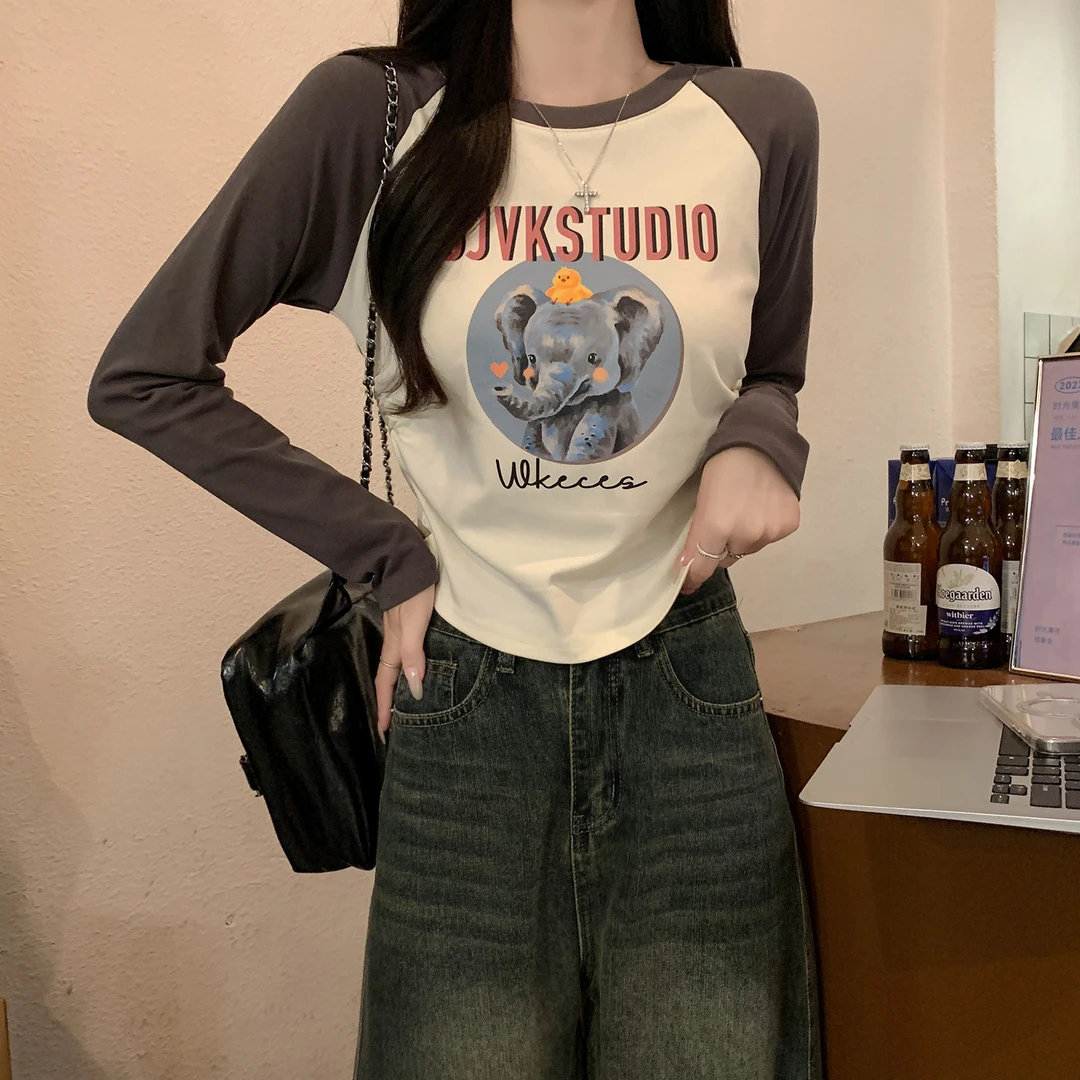 实拍1比1螺纹210克长袖t恤女装2025早春新款薄修身打底衫圆领上衣