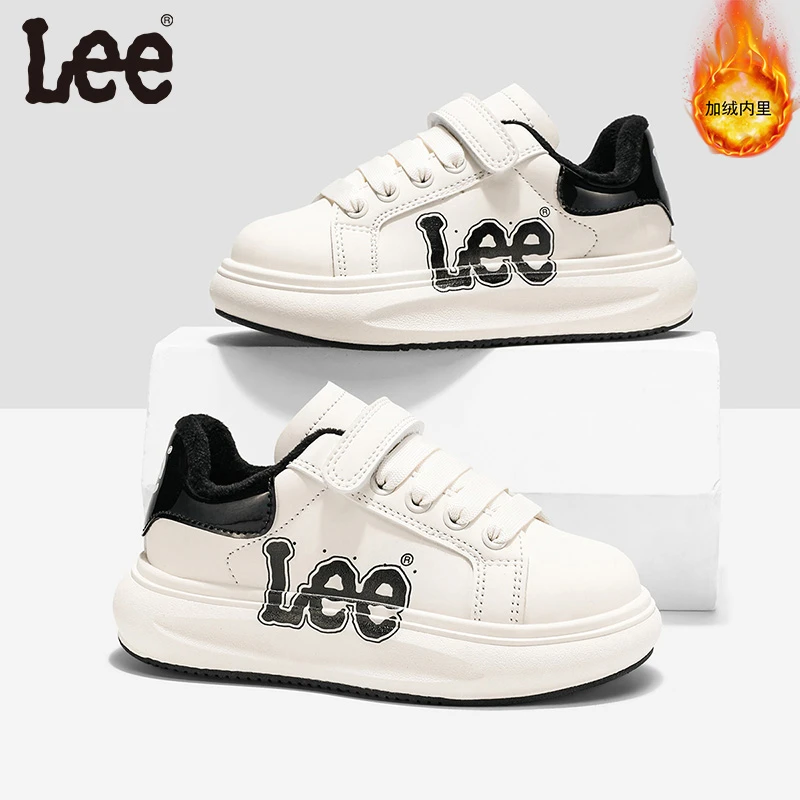 Leekids男童女童冬季加绒百搭休闲板鞋