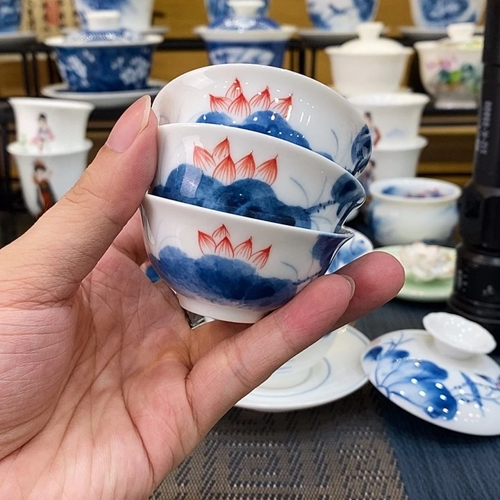 吴氏品雅荷花反口杯35cc三个装