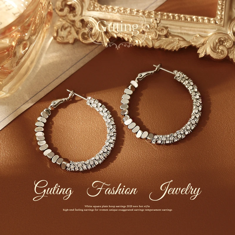 铜合金合成锆石耳饰 13584高级圈圈耳环轻奢小众设计感春夏耳钉