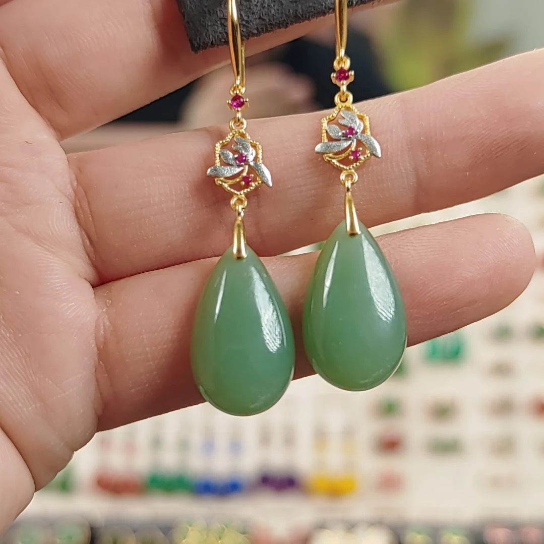 和田玉碧玉银S925镶嵌