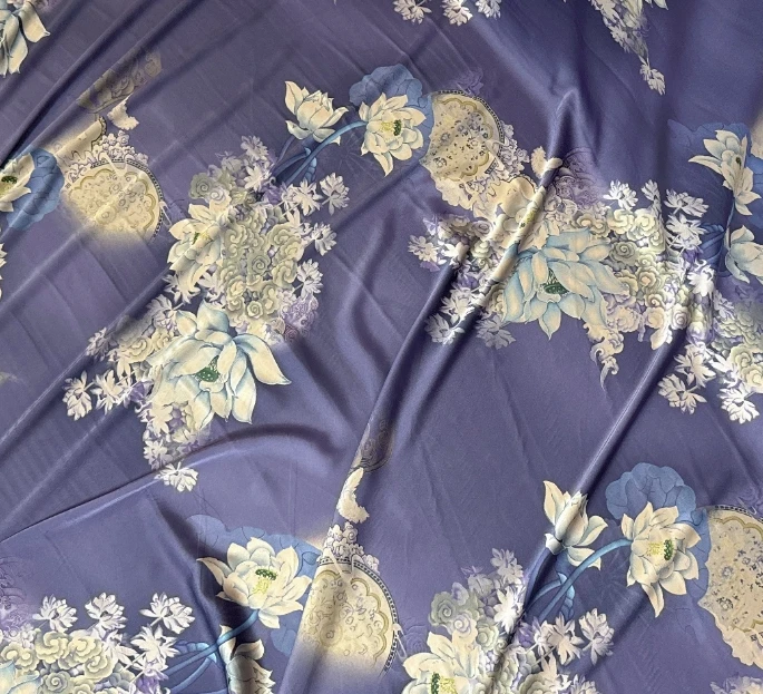 【弹力醋酸缎面紫气东来】连衣裙面料布料时尚时装面料