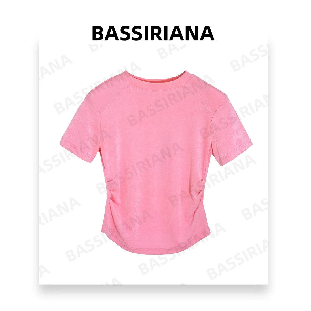 白白【BASSIRIANA】简约纯色款宽松圆领设计师短款女装T恤210843