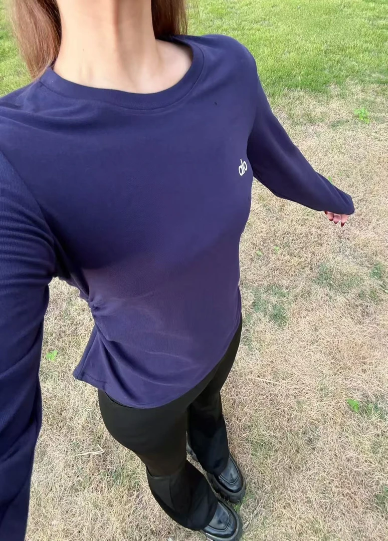 YM127alo褶皱圆领秋冬款长袖上衣
