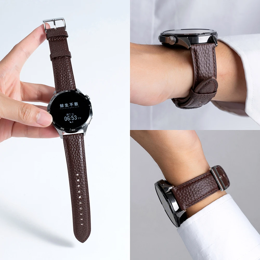 适用华为手表GT5/4/3表带watch5/4pro双面头层牛皮商务男款真皮女