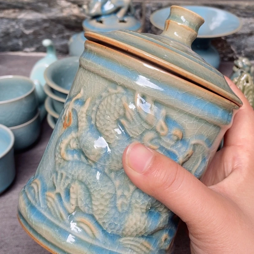 【闪购商品】大瑕茶叶罐原矿天蓝釉