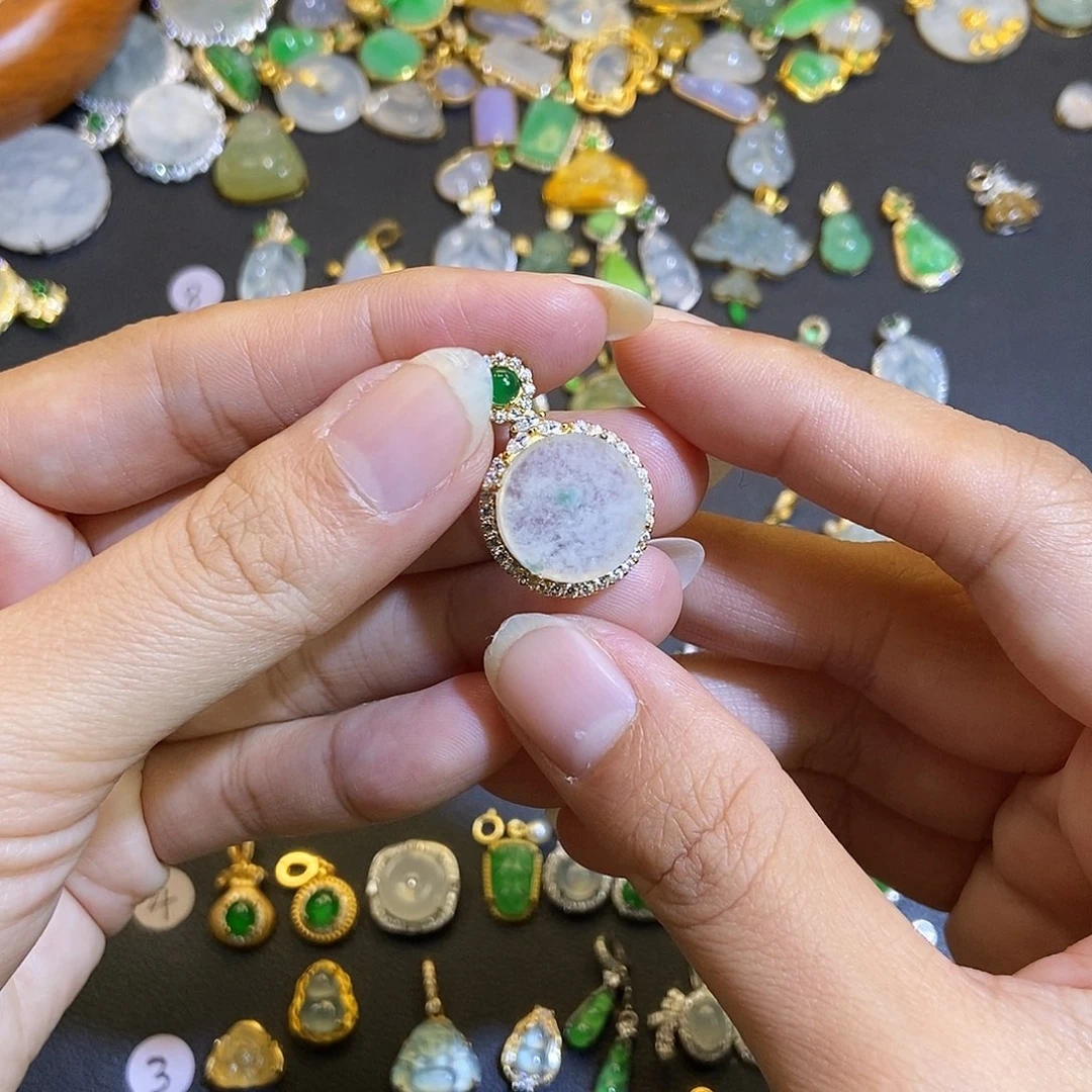 翡翠银S925镶嵌吊坠(不含链)