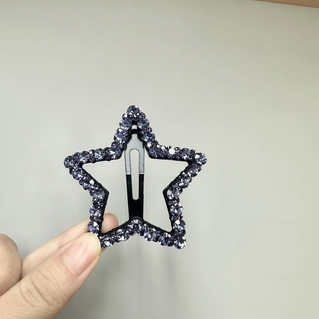 L077夕洛紫色五角星bb夹侧边夹刘海夹发夹发饰头饰可爱发卡