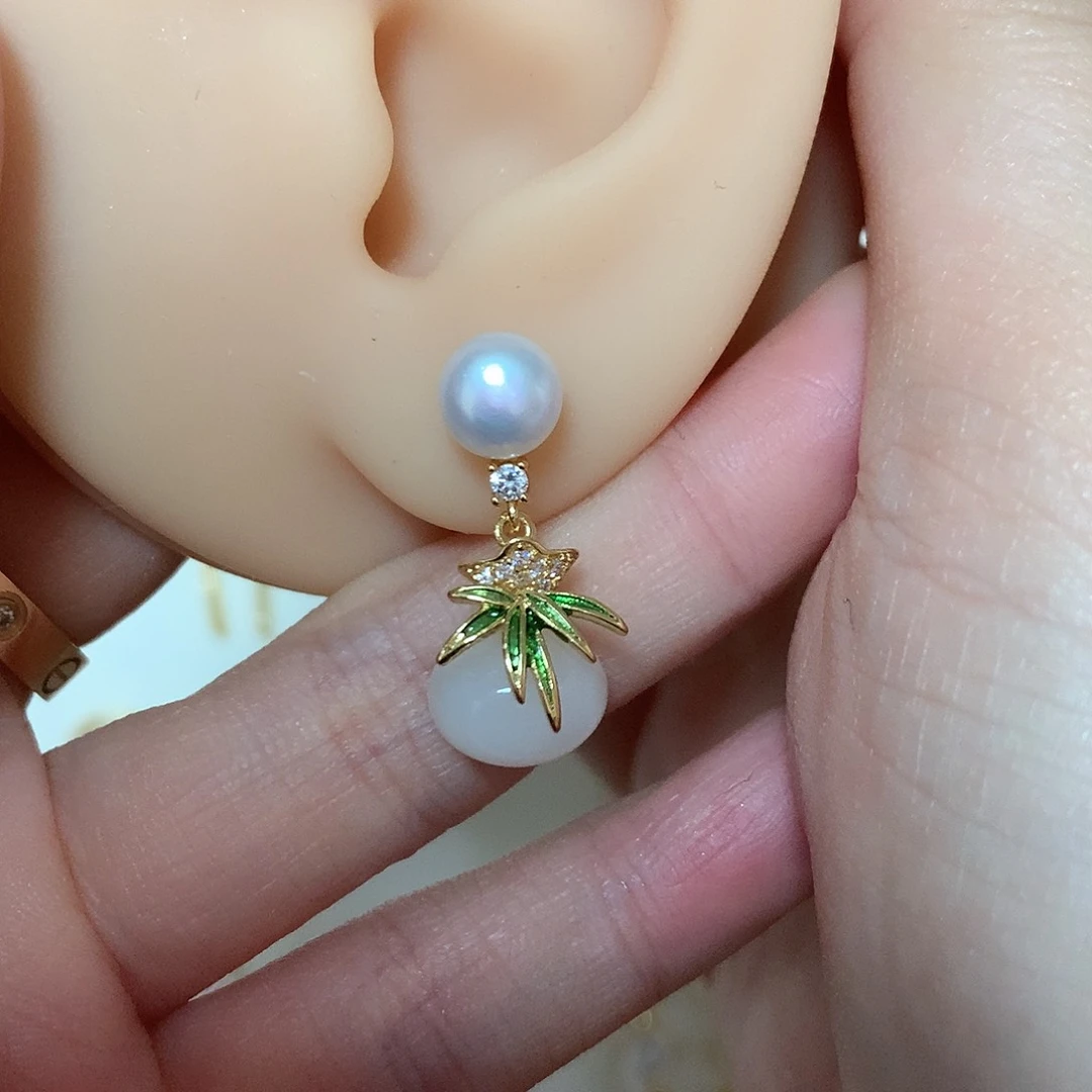 淡水珍珠耳饰合金