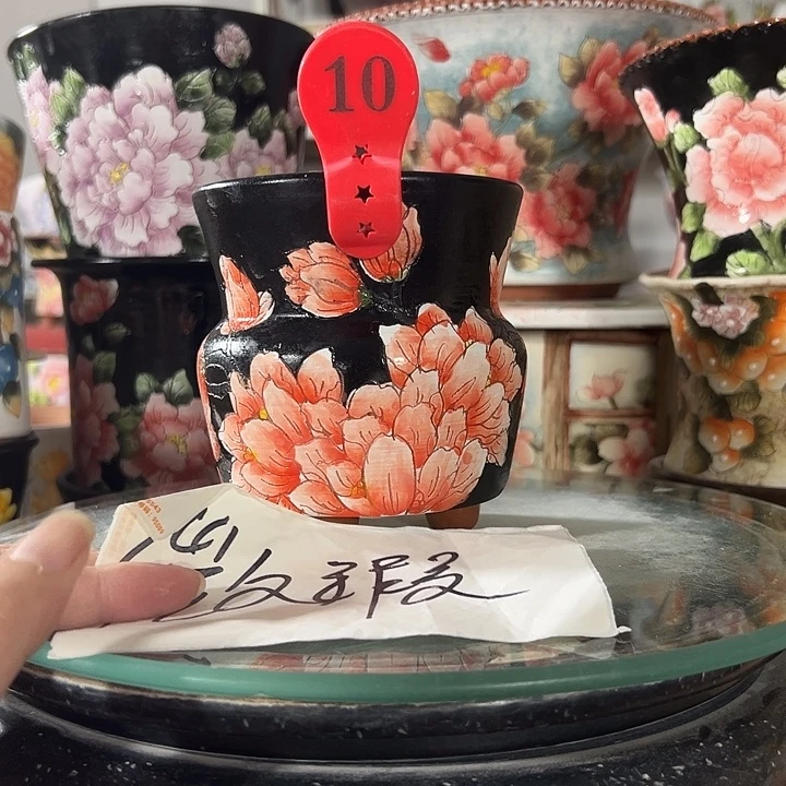 景德镇手绘花盆 满38包邮