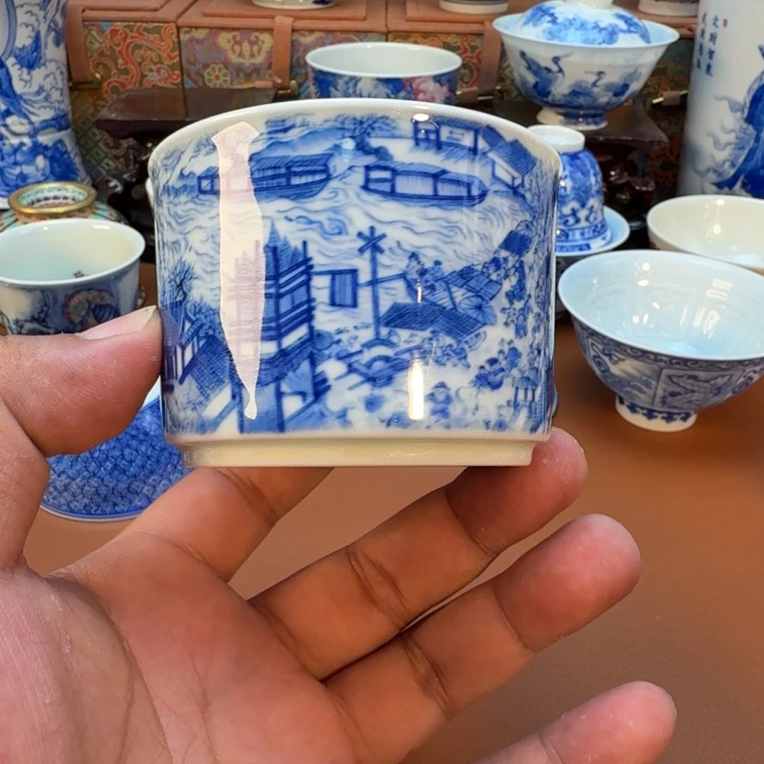 紫***棋杯子景德镇全手工手绘陶瓷