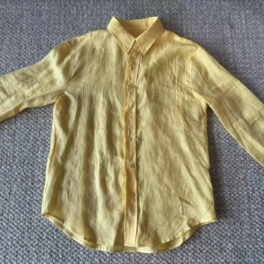 XIAOR-春秋新款黄色衬衫简约长袖T