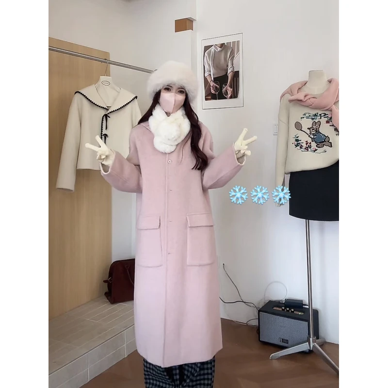 【NO退NO换】韩系秋冬连帽长款大衣886022    衣长110