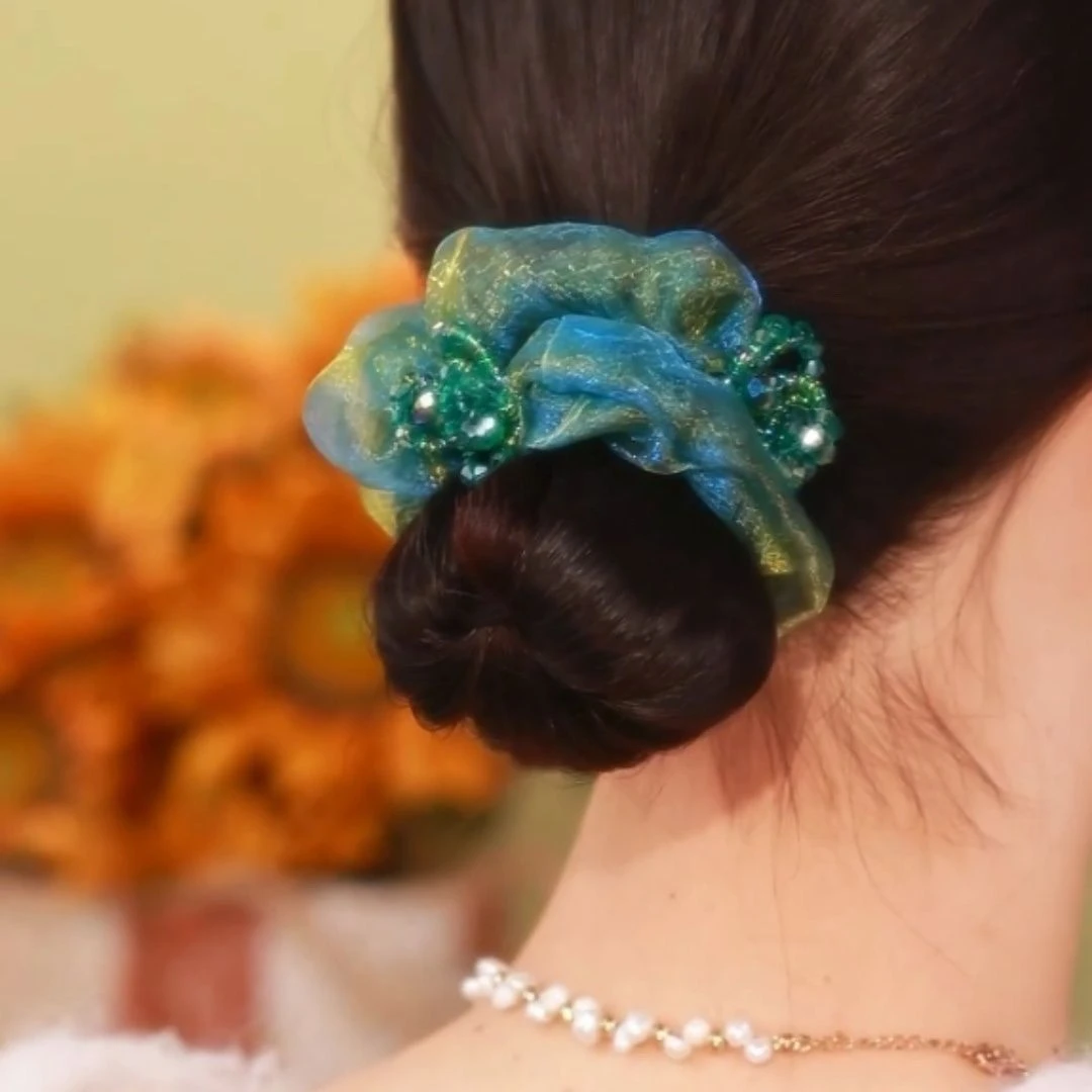 现货 布艺发饰{绿意盎然}双层森系绿色发圈