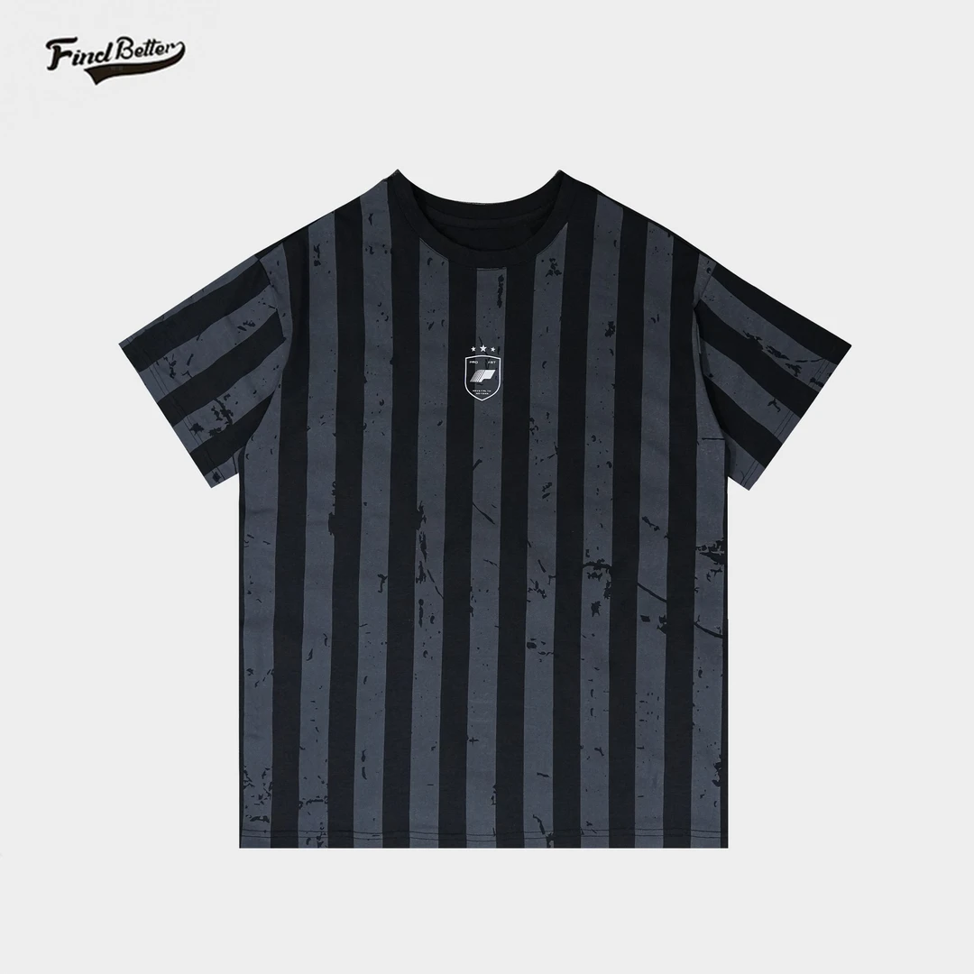 夏季新款圆领条纹宽松投篮运动休闲户外日常健身短袖T恤-262