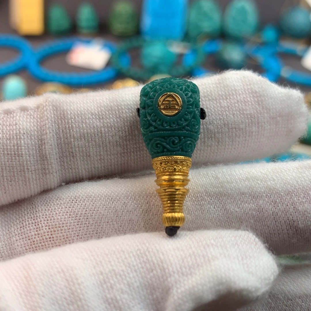 绿松石足金镶嵌绿松石10*8mm