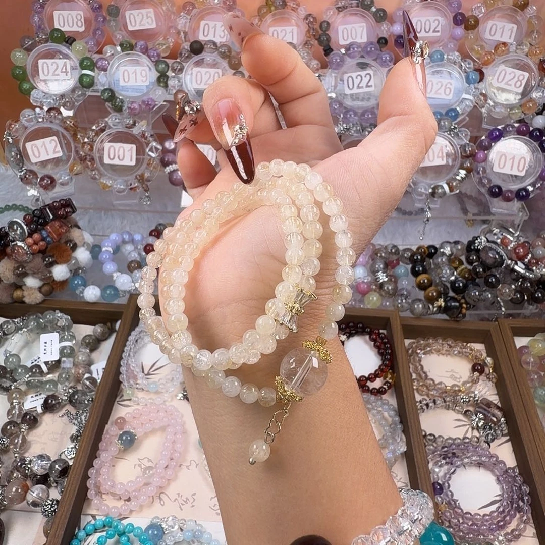 烟晶银S925镶嵌手链