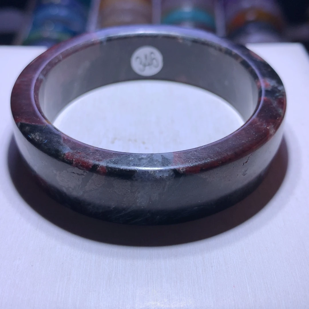 银S925镶嵌水晶手镯石榴石蓝闪57.7圈346