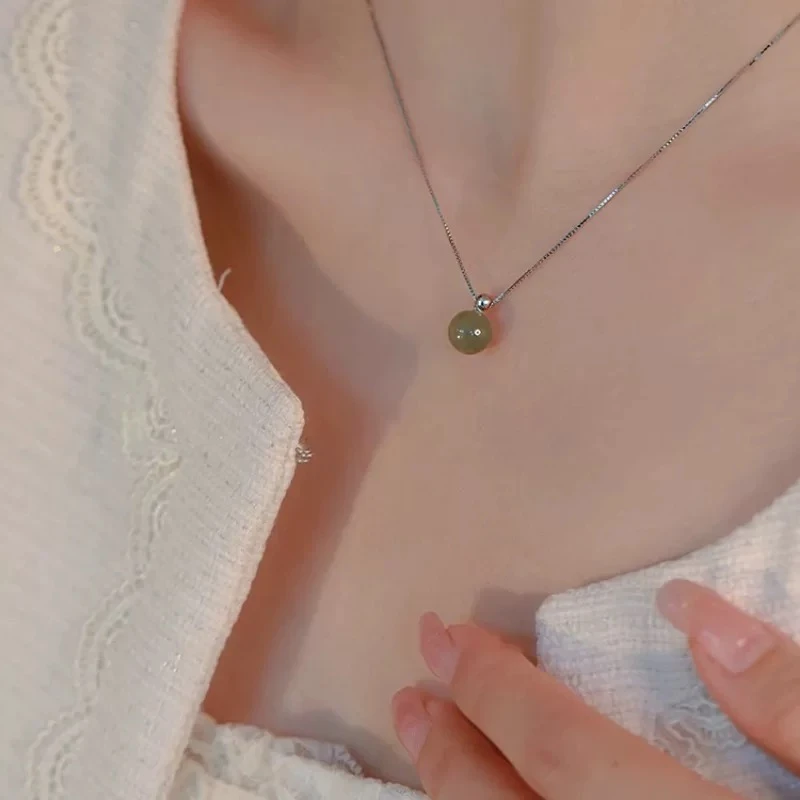 铜合金项链 绿色项链女夏轻奢小众设计简约气质高级感锁骨链K2296
