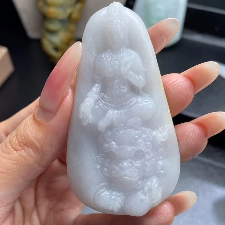 定制翡翠未镶嵌属兔守护文殊