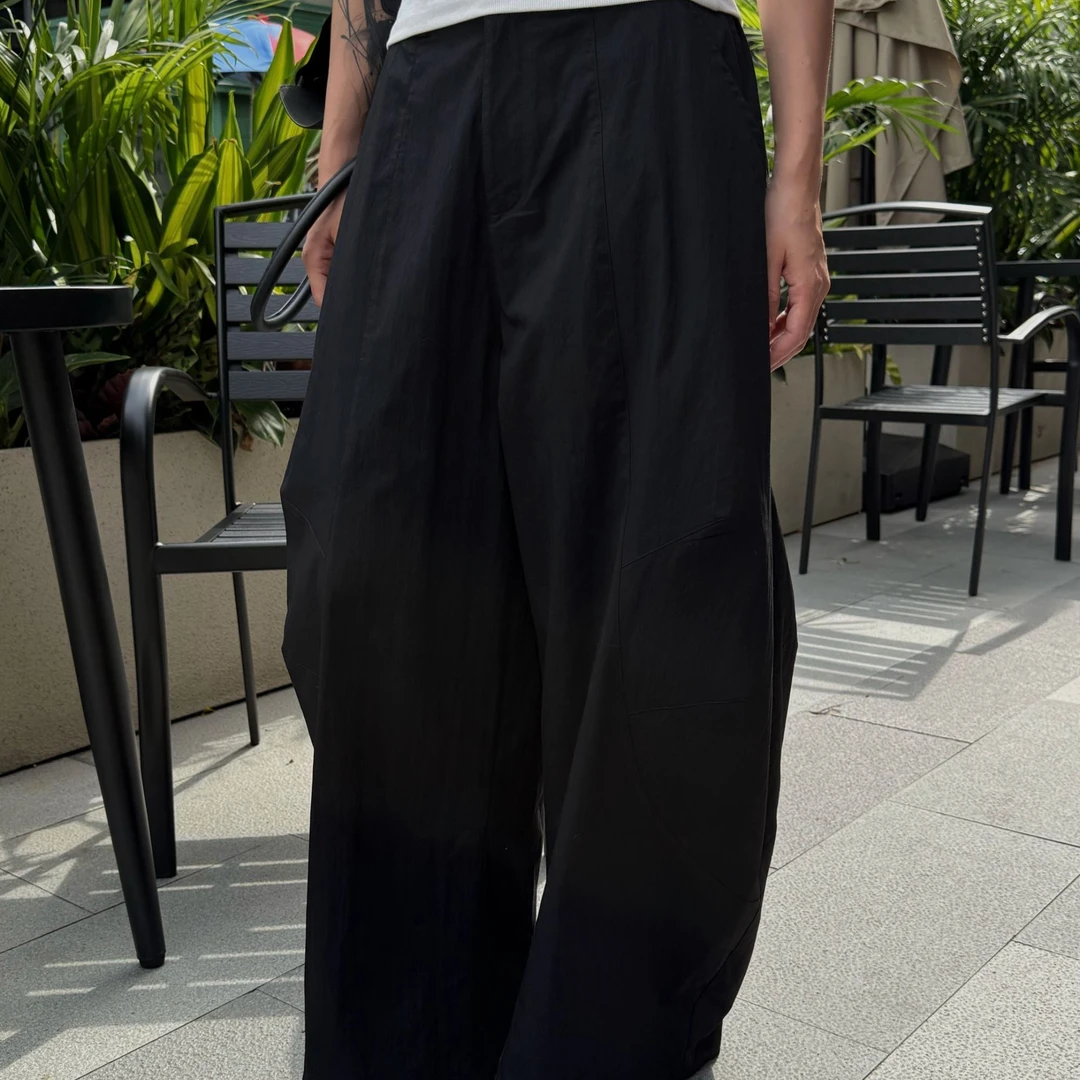 HELLOTANGO《松弛底牌》夏季轻薄廓形垂感百搭弯刀休闲裤85687#