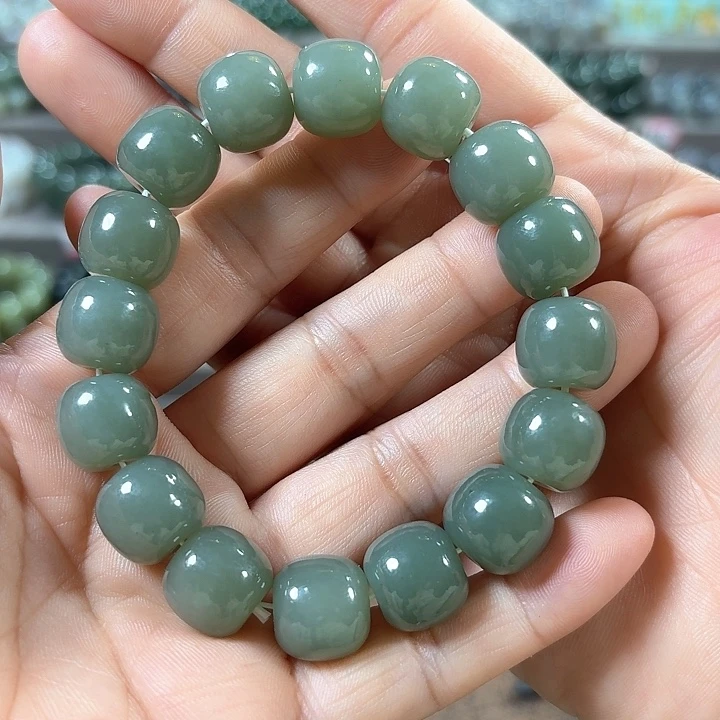 和田玉手链未镶嵌新疆且末蓝老型卡14