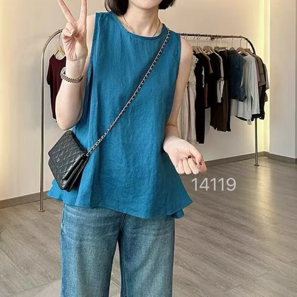 14119 SANFAN  新款下摆不规则衬衣背心