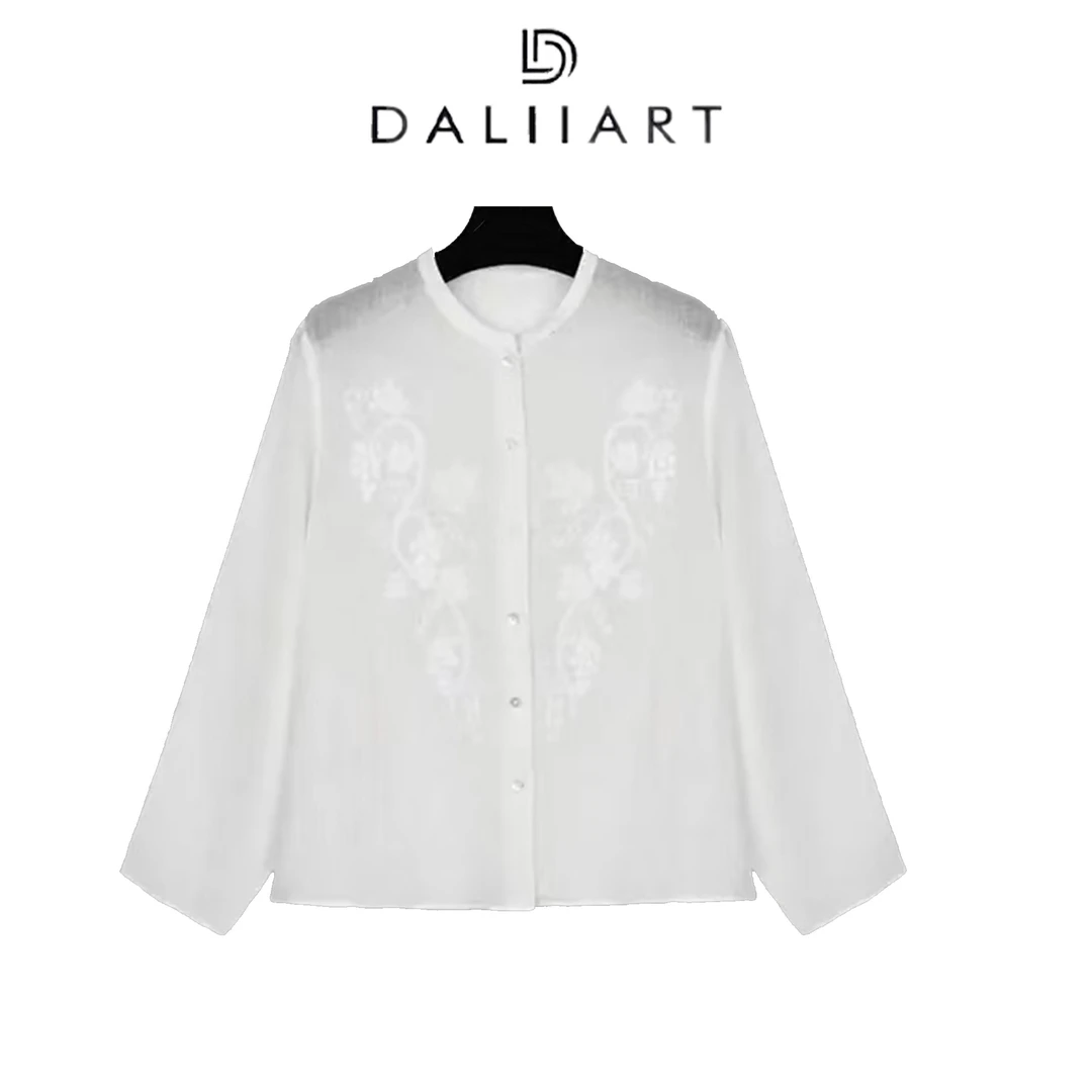 DALIART 葡萄庄园 100支苎麻日本进口水溶6万针刺绣衬衫DLTX1629